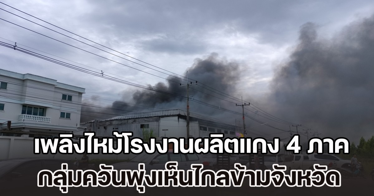 เพลิงไหม้โรงงานผลิตแกง 4 ภาคแช่แข็ง กลุ่มควันพุ่งเห็นไกลข้ามจังหวัด