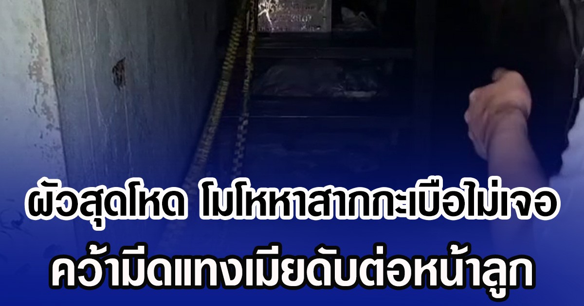 ผัวสุดโหด โมโหหาสากกะเบือไม่เจอ คว้ามีดแทงเมียดับต่อหน้าลูก