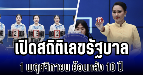 เปิดสถิติ เลขรัฐบาล  งวด 1 พฤศจิกายน ย้อนหลัง 10 ปี