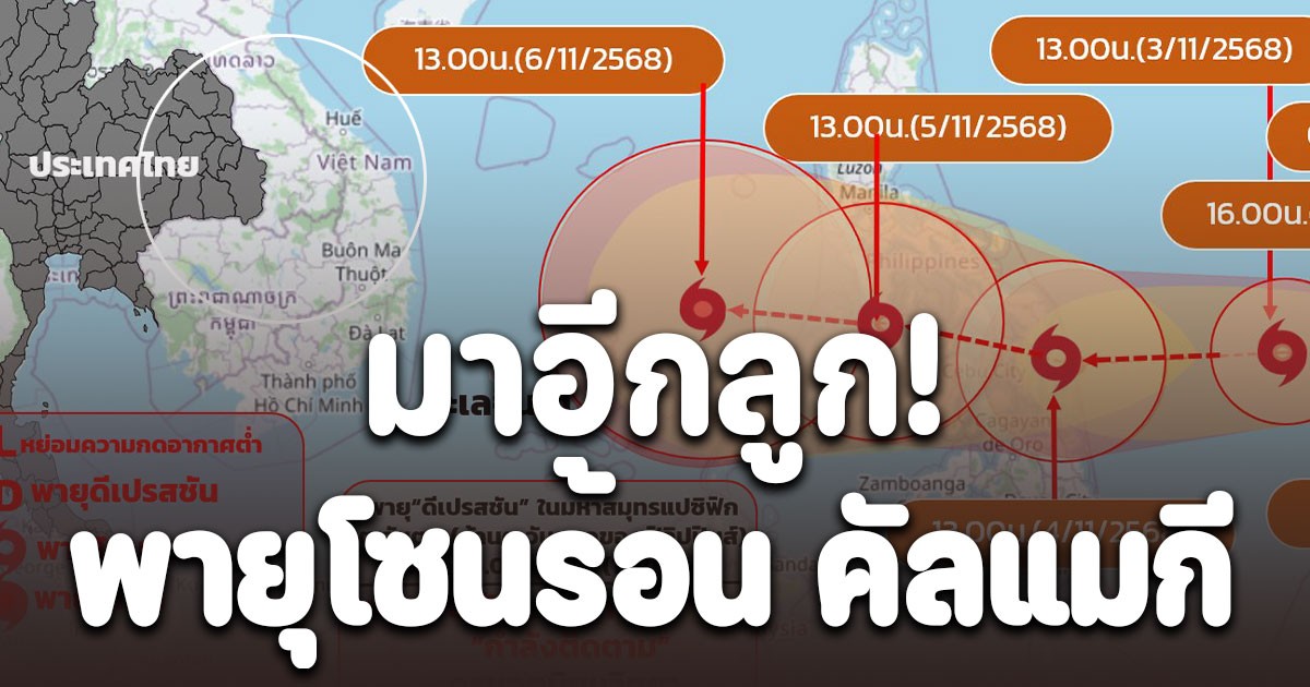 มาอีกลูก พายุโซนร้อน คัลแมกี เปิดจังหวัดฝนถล่มหนักมาก