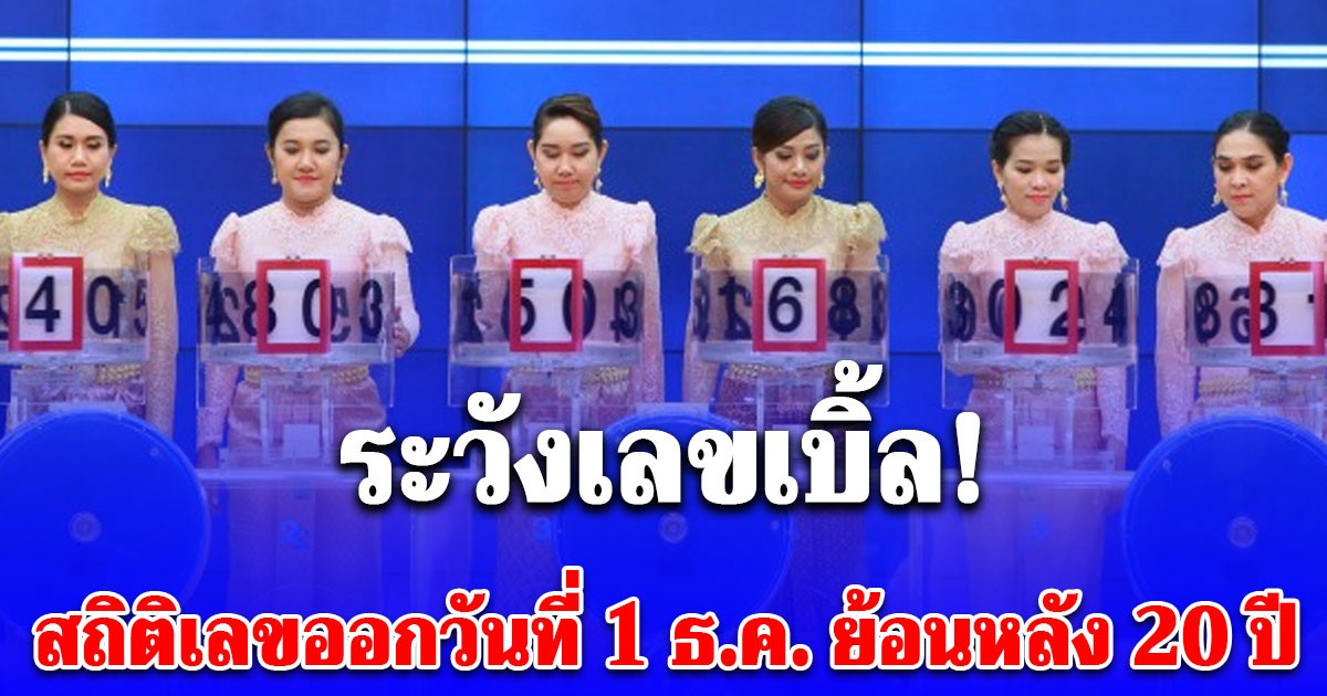 ระวังเลขเบิ้ล! สถิติเลขออกวันที่ 1 ธันวาคม ย้อนหลัง 20 ปี