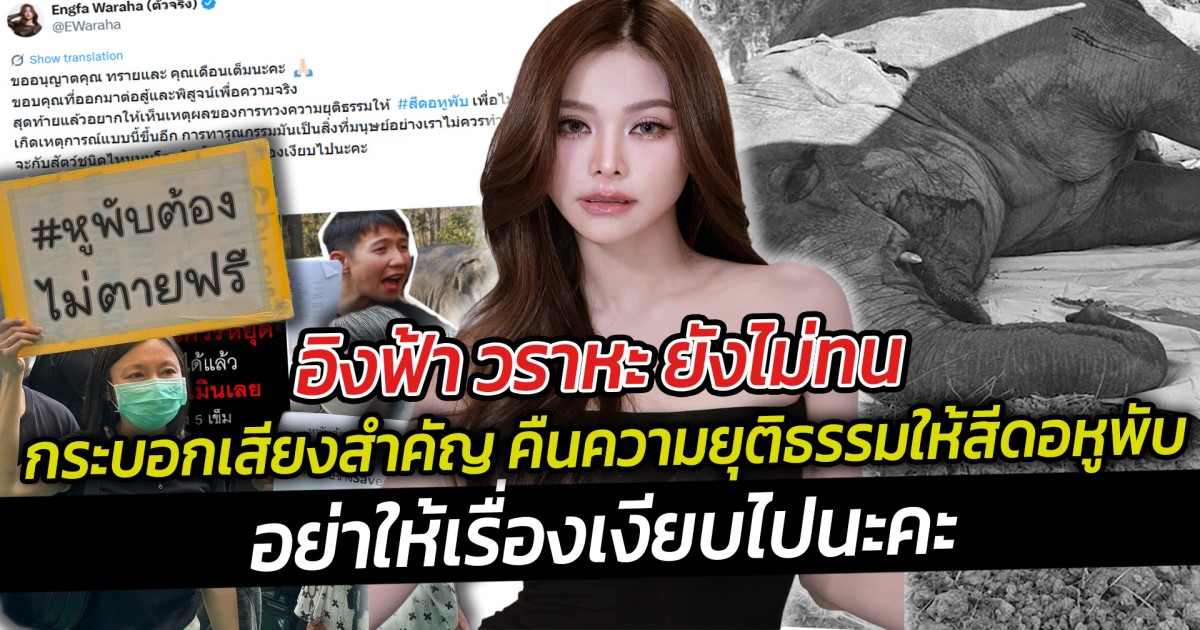 อิงฟ้า วราหะ ยังไม่ทน กระบอกเสียงสำคัญ คืนความยุติธรรมให้สีดอหูพับ