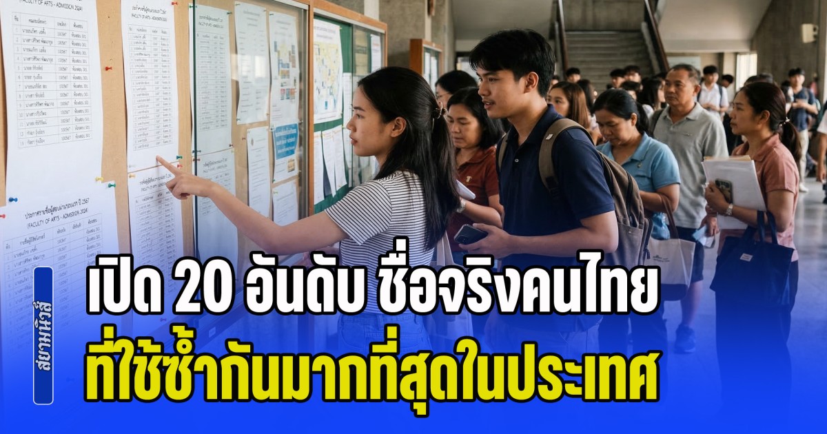 เปิด 20 อันดับ ชื่อจริงคนไทย ที่ใช้ซ้ำกันมากที่สุดในประเทศ