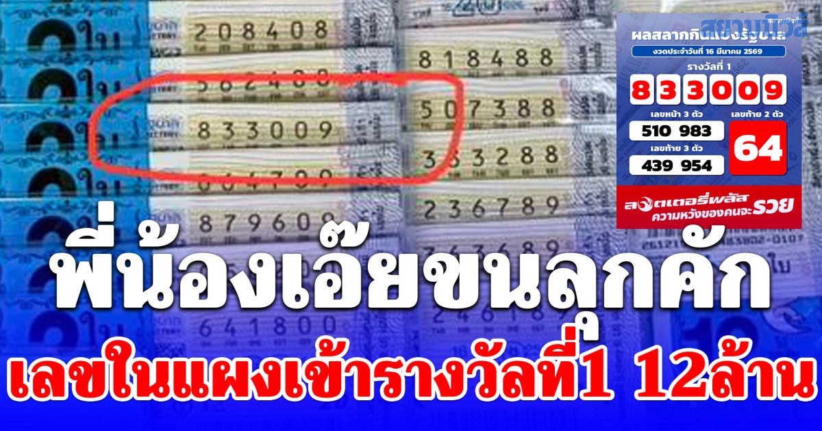 แม่ค้าร้องลั่น พี่น้องเอ๊ยขนลุกคัก เลขในแผงเข้ารางวัลที่1 12ล้าน