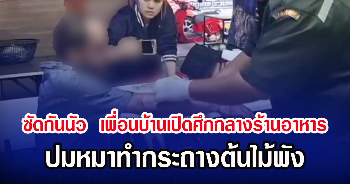 ซัดกันนัว  เพื่อนบ้านเปิดศึกกลางร้านอาหาร ปมหมาทำกระถางต้นไม้พัง