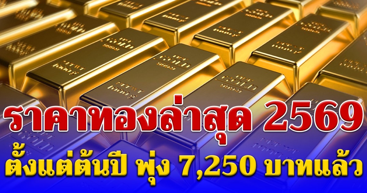 ราคาทองล่าสุด 2569 ตั้งแต่ต้นปี พุ่ง 7,250 บาทแล้ว เช็กการปรับขึ้น-ลง
